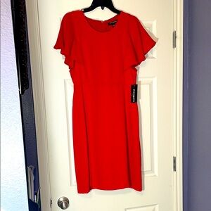 Sharagano Big Apple Red Sheath Dress w/Draping Sleeves Size 12 - New With Tags